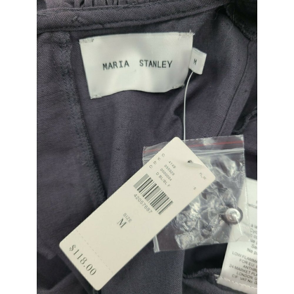 New Maria Stanley Grey Ruffle Romper Womens M Anthropologie Cropped Wide Leg — image 7 of 8